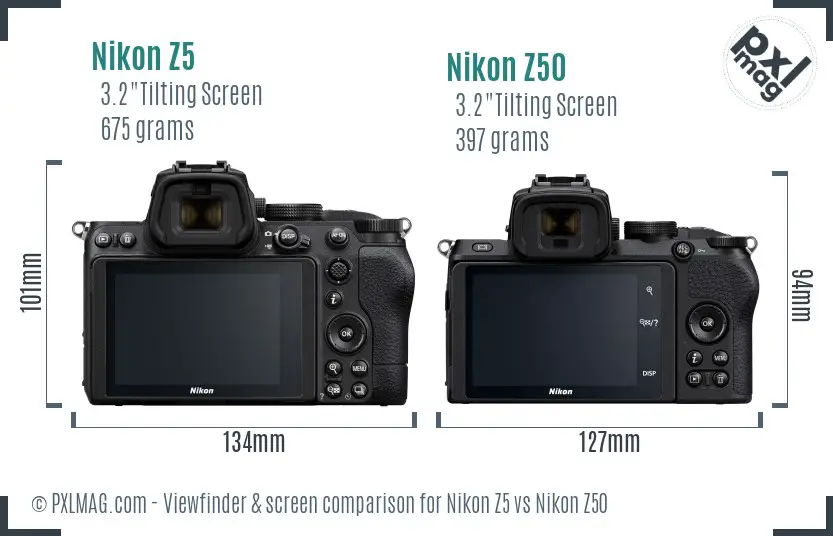Nikon Z5 vs Nikon Z50 Screen and Viewfinder comparison