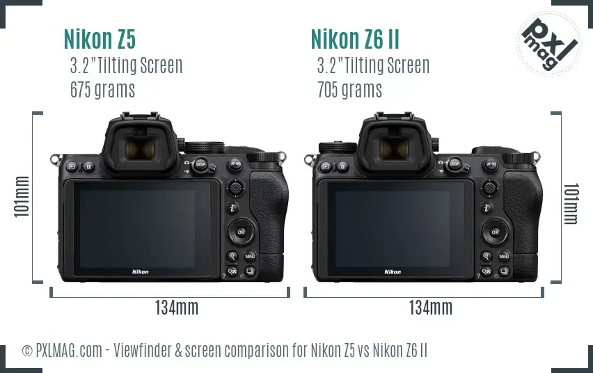 Nikon Z5 vs Nikon Z6 II Screen and Viewfinder comparison