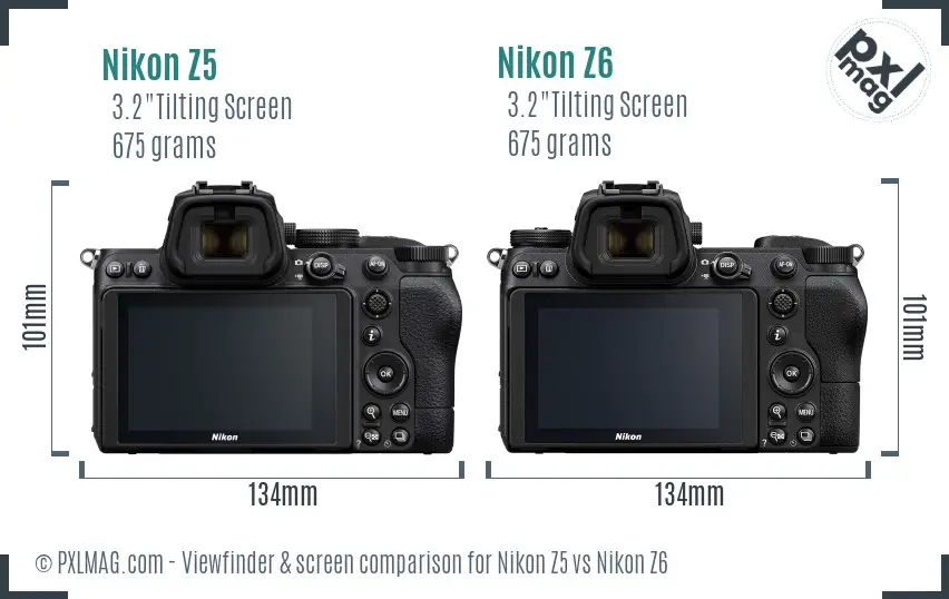 Nikon Z5 vs Nikon Z6 Screen and Viewfinder comparison