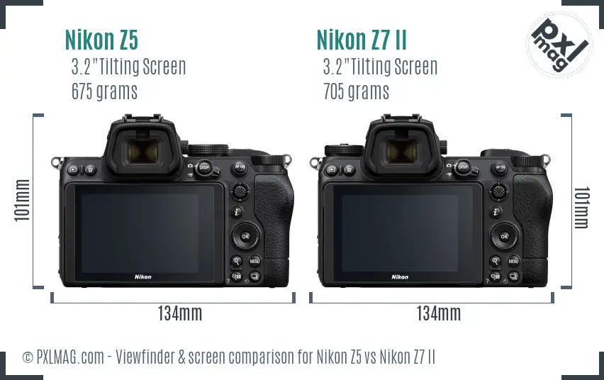 Nikon Z5 vs Nikon Z7 II Screen and Viewfinder comparison