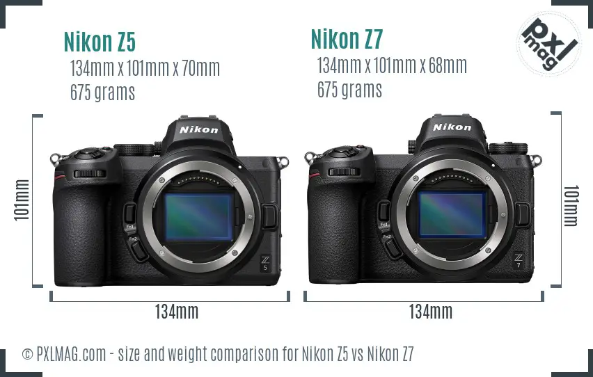 Nikon Z5 vs Nikon Z7 size comparison