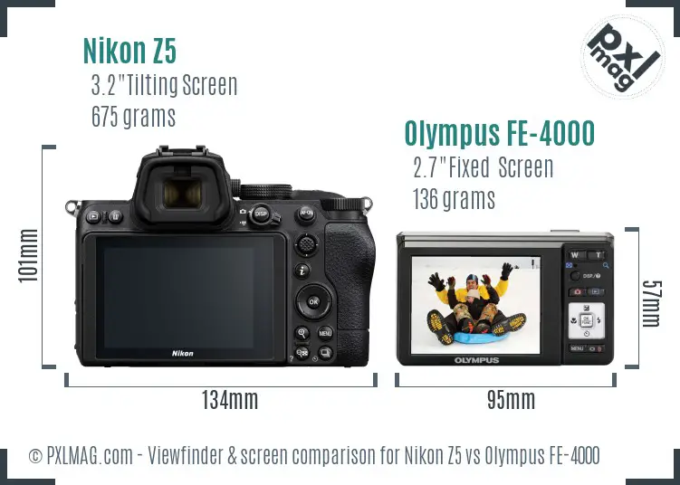 Nikon Z5 vs Olympus FE-4000 Screen and Viewfinder comparison