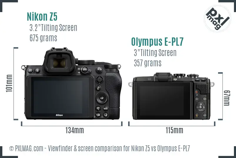 Nikon Z5 vs Olympus E-PL7 Screen and Viewfinder comparison