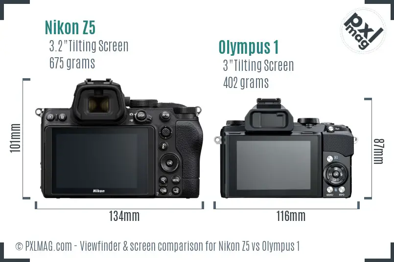 Nikon Z5 vs Olympus 1 Screen and Viewfinder comparison