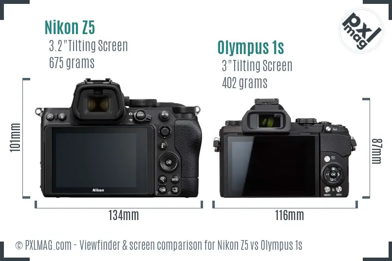 Nikon Z5 vs Olympus 1s Screen and Viewfinder comparison