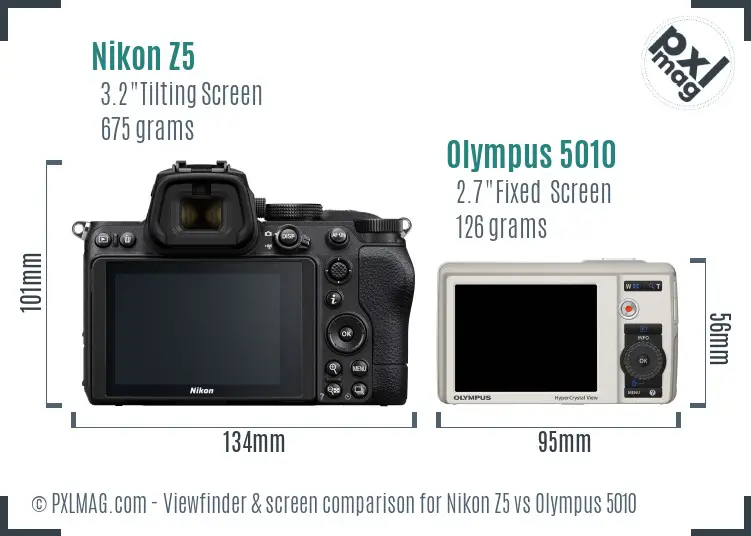 Nikon Z5 vs Olympus 5010 Screen and Viewfinder comparison