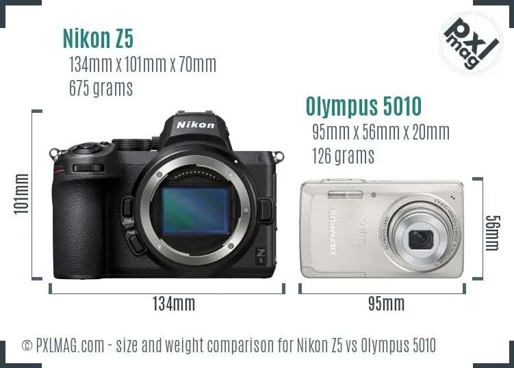 Nikon Z5 vs Olympus 5010 size comparison
