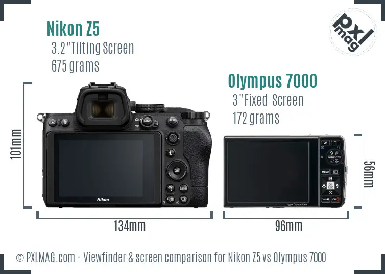 Nikon Z5 vs Olympus 7000 Screen and Viewfinder comparison