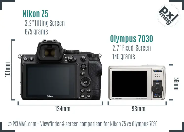 Nikon Z5 vs Olympus 7030 Screen and Viewfinder comparison