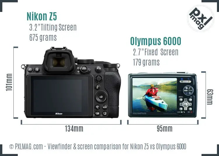 Nikon Z5 vs Olympus 6000 Screen and Viewfinder comparison