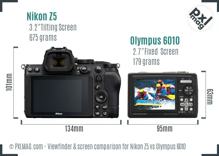 Nikon Z5 vs Olympus 6010 Screen and Viewfinder comparison