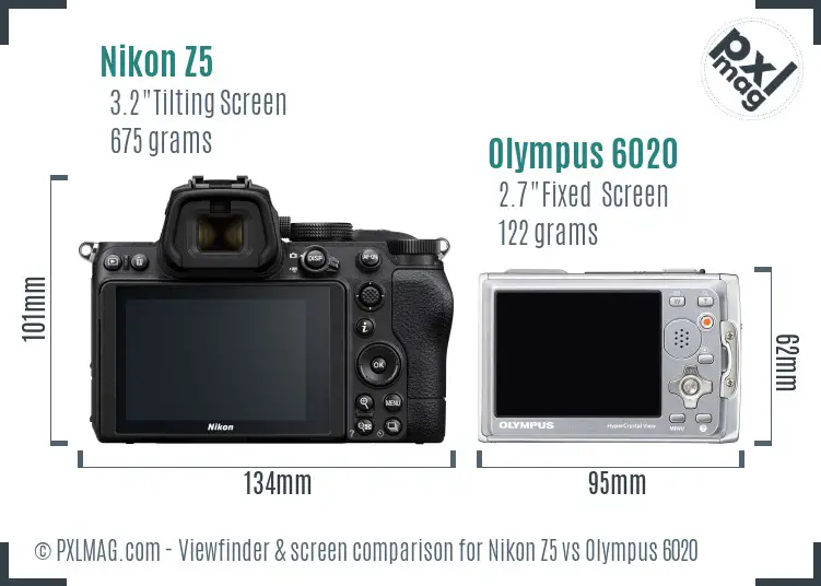 Nikon Z5 vs Olympus 6020 Screen and Viewfinder comparison