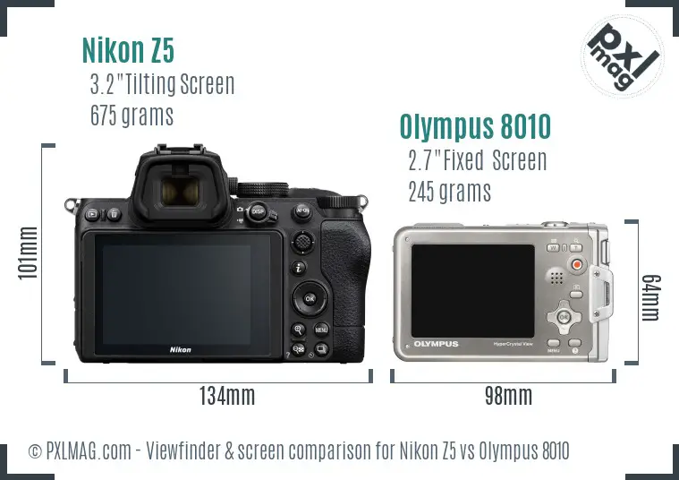 Nikon Z5 vs Olympus 8010 Screen and Viewfinder comparison
