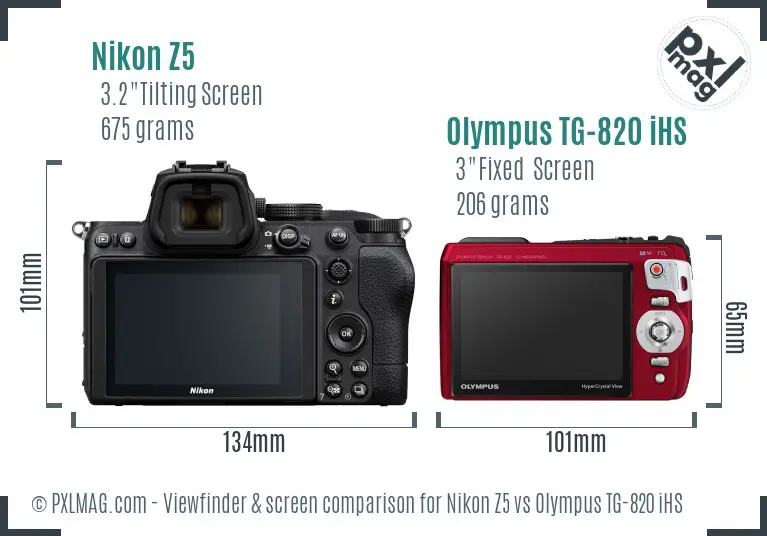 Nikon Z5 vs Olympus TG-820 iHS Screen and Viewfinder comparison