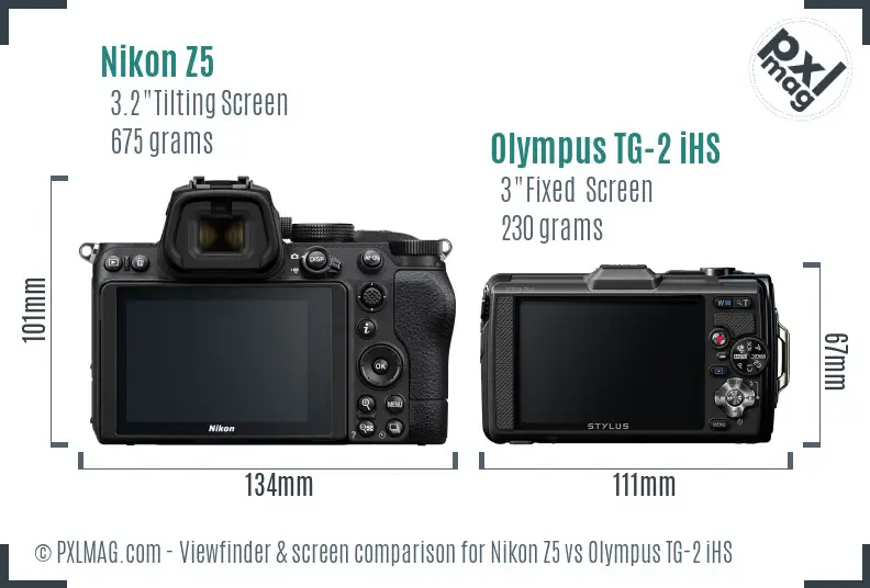 Nikon Z5 vs Olympus TG-2 iHS Screen and Viewfinder comparison