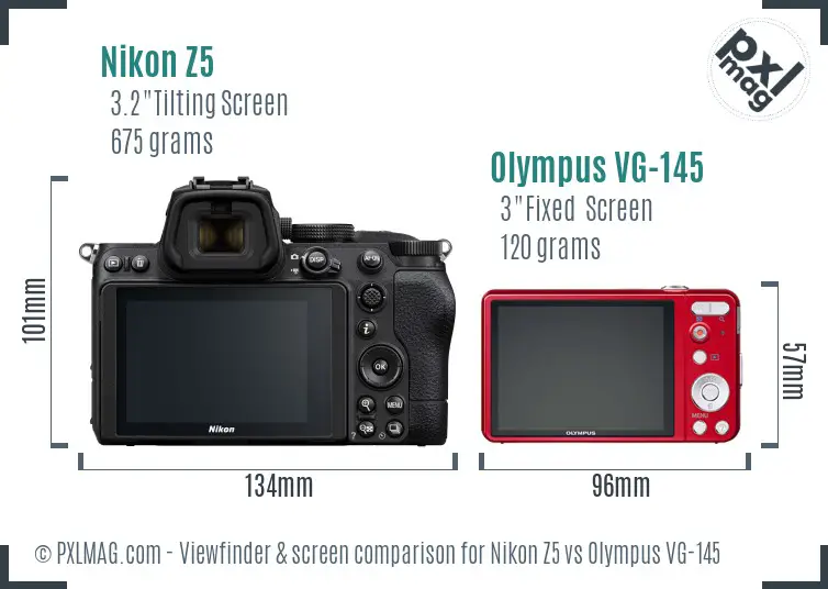 Nikon Z5 vs Olympus VG-145 Screen and Viewfinder comparison