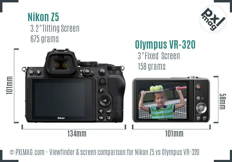Nikon Z5 vs Olympus VR-320 Screen and Viewfinder comparison