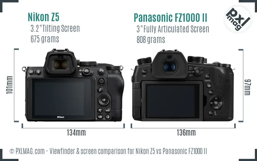 Nikon Z5 vs Panasonic FZ1000 II Screen and Viewfinder comparison