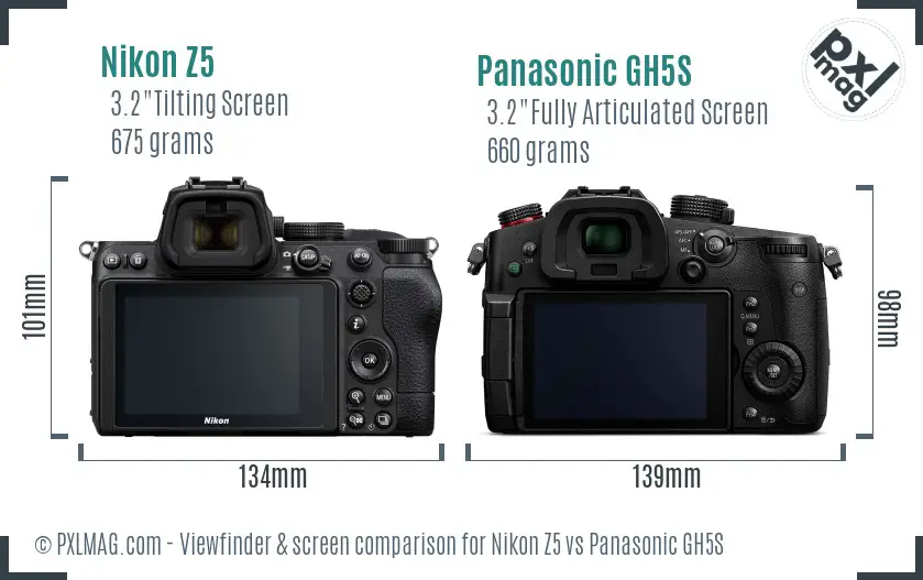 Nikon Z5 vs Panasonic GH5S Screen and Viewfinder comparison