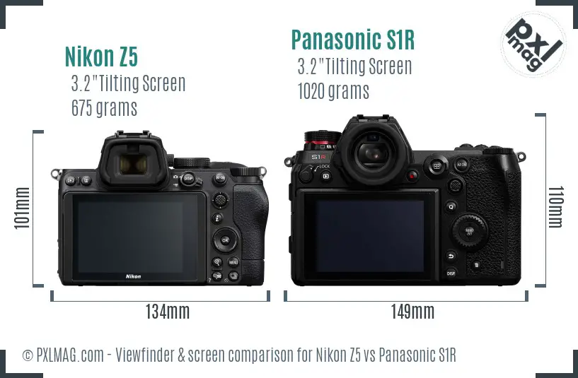 Nikon Z5 vs Panasonic S1R Screen and Viewfinder comparison