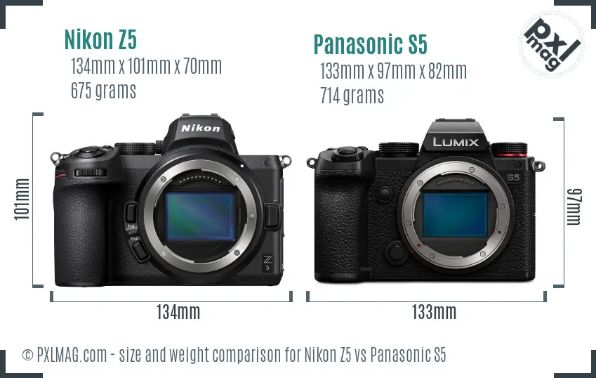 Nikon Z5 vs Panasonic S5 size comparison