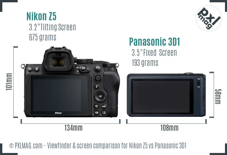 Nikon Z5 vs Panasonic 3D1 Screen and Viewfinder comparison