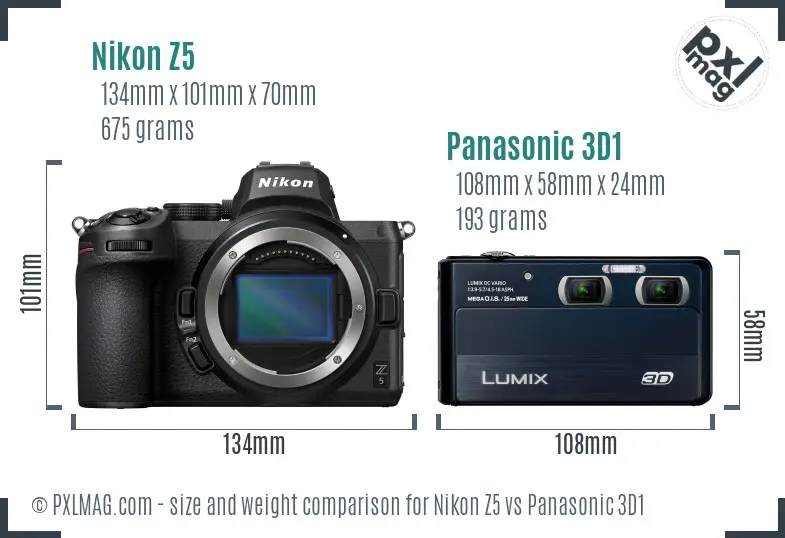 Nikon Z5 vs Panasonic 3D1 size comparison