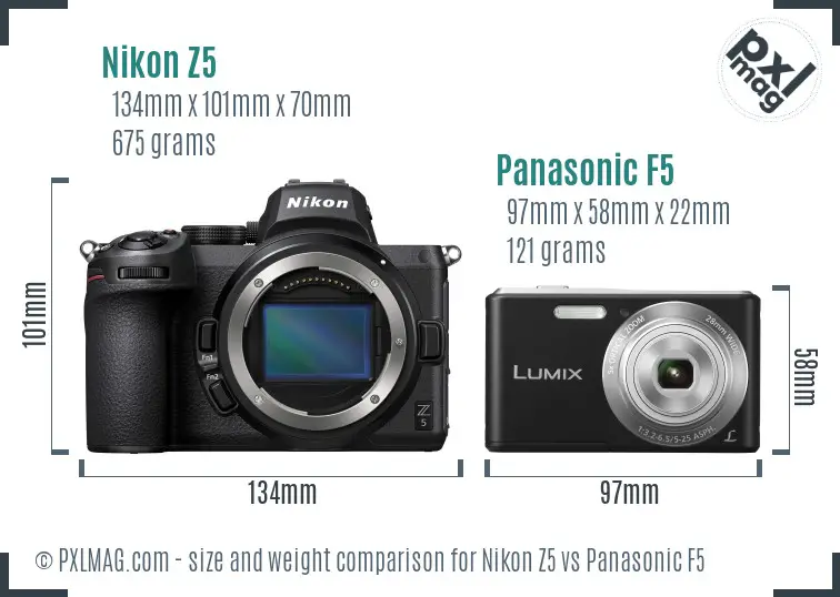 Nikon Z5 vs Panasonic F5 size comparison