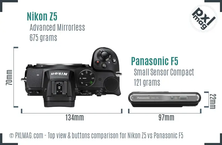 Nikon Z5 vs Panasonic F5 top view buttons comparison