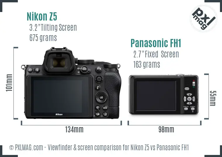 Nikon Z5 vs Panasonic FH1 Screen and Viewfinder comparison
