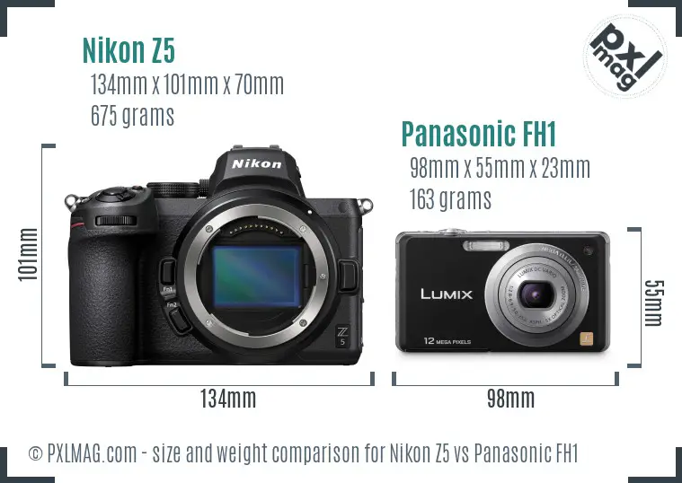 Nikon Z5 vs Panasonic FH1 size comparison