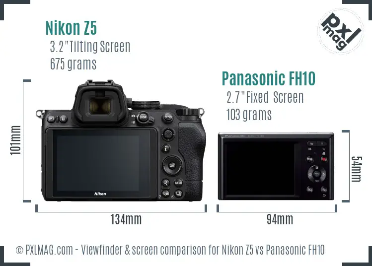 Nikon Z5 vs Panasonic FH10 Screen and Viewfinder comparison