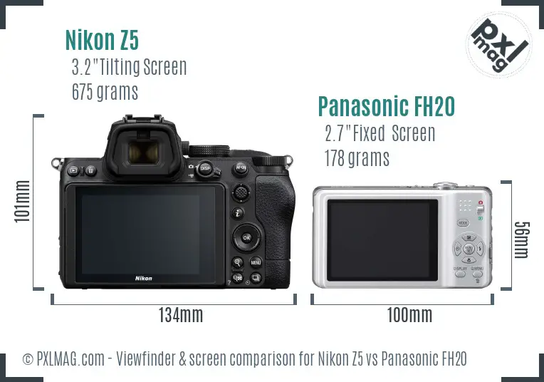 Nikon Z5 vs Panasonic FH20 Screen and Viewfinder comparison