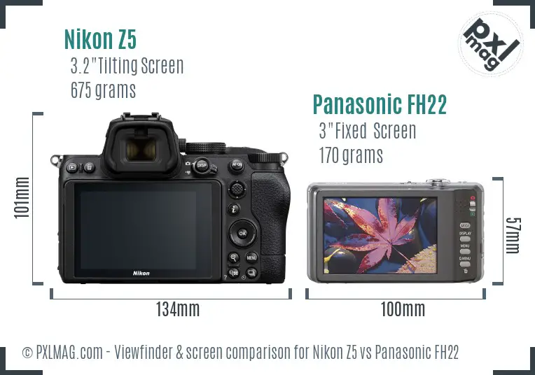 Nikon Z5 vs Panasonic FH22 Screen and Viewfinder comparison