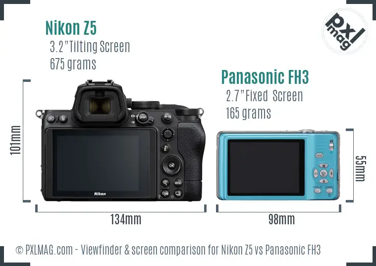 Nikon Z5 vs Panasonic FH3 Screen and Viewfinder comparison