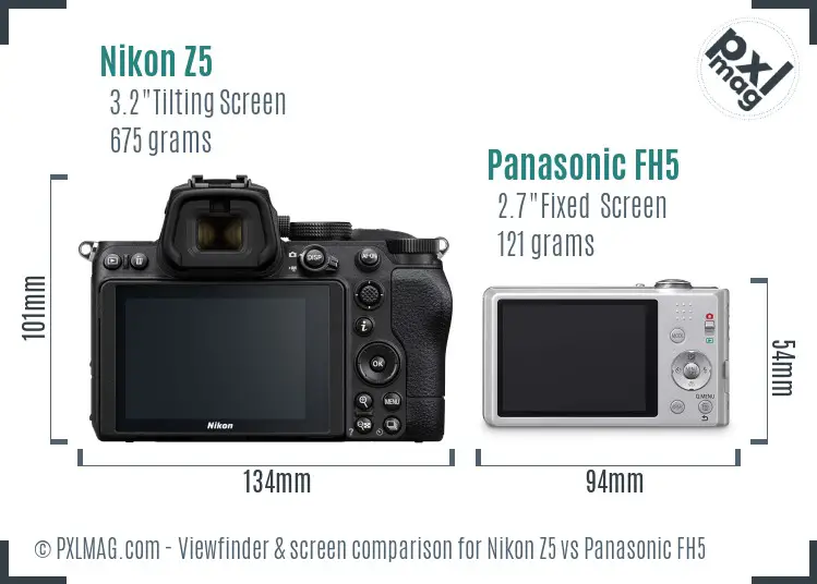 Nikon Z5 vs Panasonic FH5 Screen and Viewfinder comparison