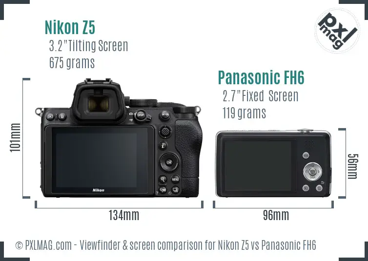 Nikon Z5 vs Panasonic FH6 Screen and Viewfinder comparison