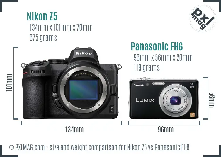 Nikon Z5 vs Panasonic FH6 size comparison