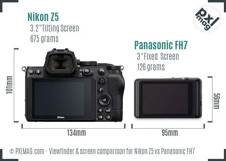 Nikon Z5 vs Panasonic FH7 Screen and Viewfinder comparison