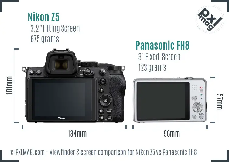 Nikon Z5 vs Panasonic FH8 Screen and Viewfinder comparison