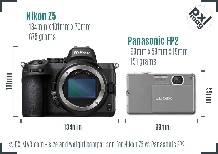 Nikon Z5 vs Panasonic FP2 size comparison