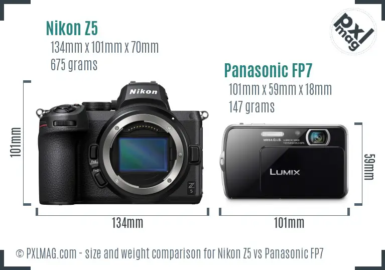Nikon Z5 vs Panasonic FP7 size comparison