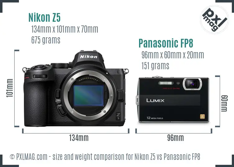Nikon Z5 vs Panasonic FP8 size comparison