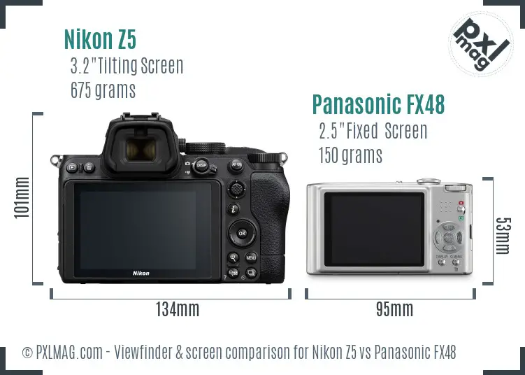 Nikon Z5 vs Panasonic FX48 Screen and Viewfinder comparison