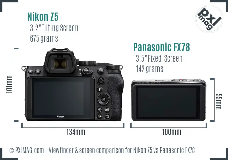 Nikon Z5 vs Panasonic FX78 Screen and Viewfinder comparison