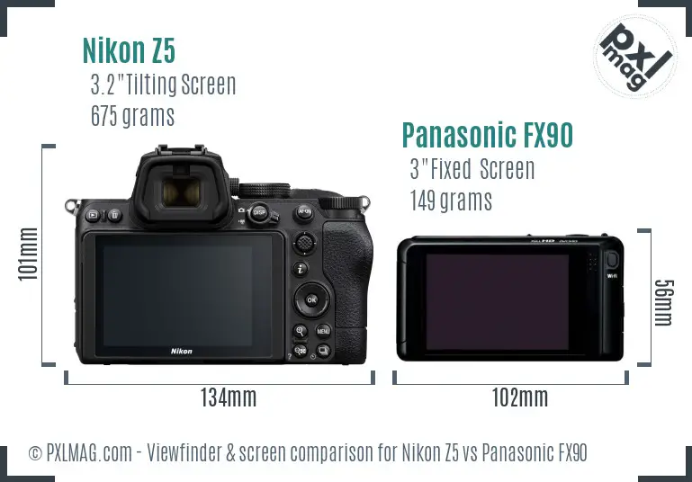 Nikon Z5 vs Panasonic FX90 Screen and Viewfinder comparison