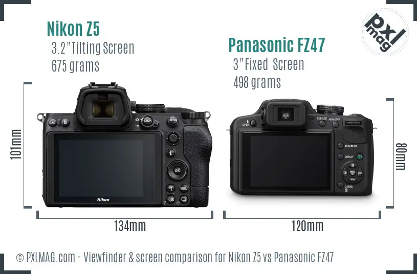 Nikon Z5 vs Panasonic FZ47 Screen and Viewfinder comparison Nikon Z5 vs Panasonic FZ47 Screen and Viewfinder comparison