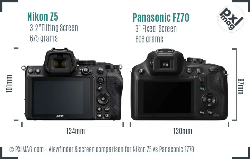 Nikon Z5 vs Panasonic FZ70 Screen and Viewfinder comparison