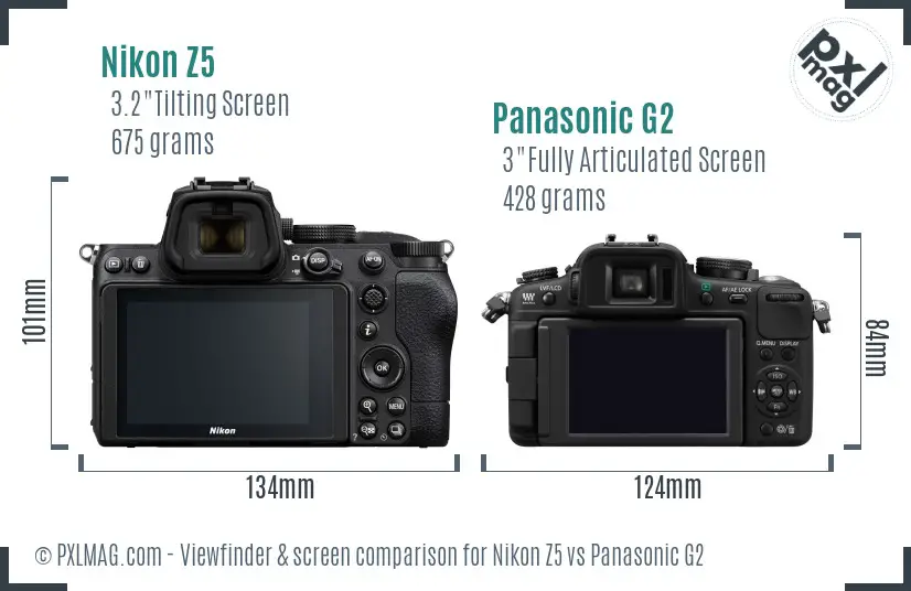 Nikon Z5 vs Panasonic G2 Screen and Viewfinder comparison