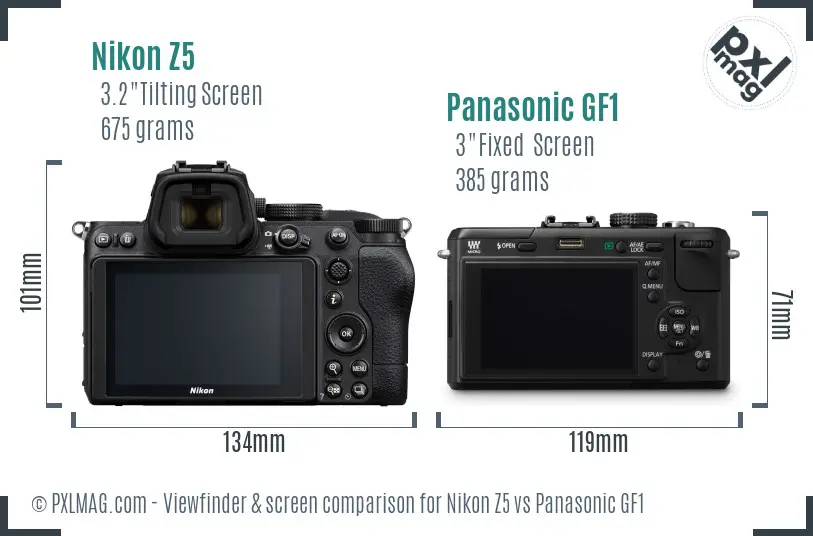 Nikon Z5 vs Panasonic GF1 Screen and Viewfinder comparison